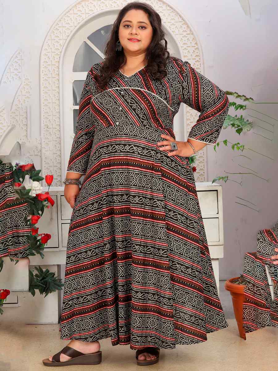Buy Trendy Fab Women's Full Sleeves Fit and Flare Rayon Printed Long Gown  (Free Size Upto XXL) Multicolour at Amazon.in