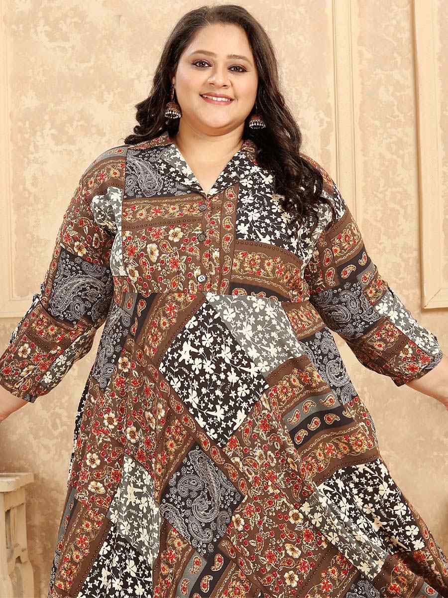 Multi Rayon Printed Festival Casual Gown