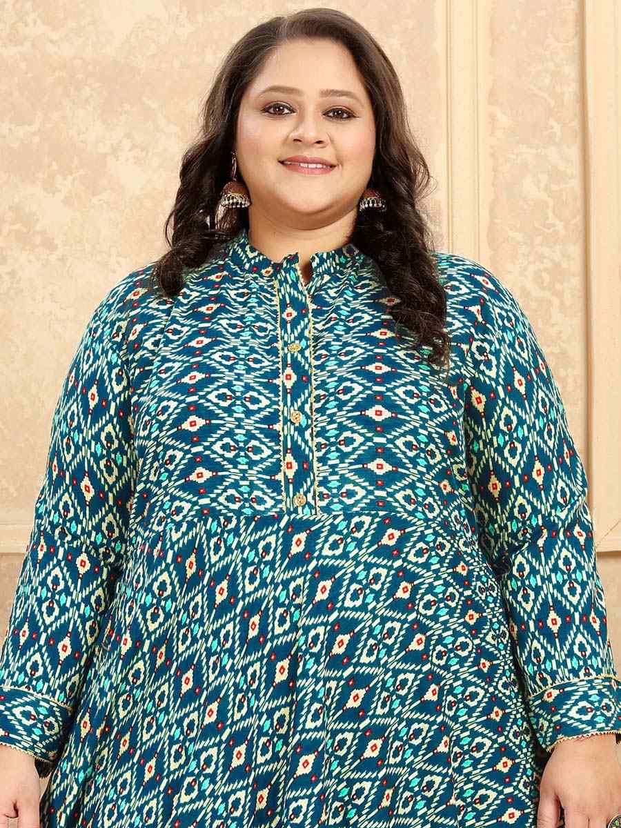 Multi Rayon Printed Festival Casual Gown