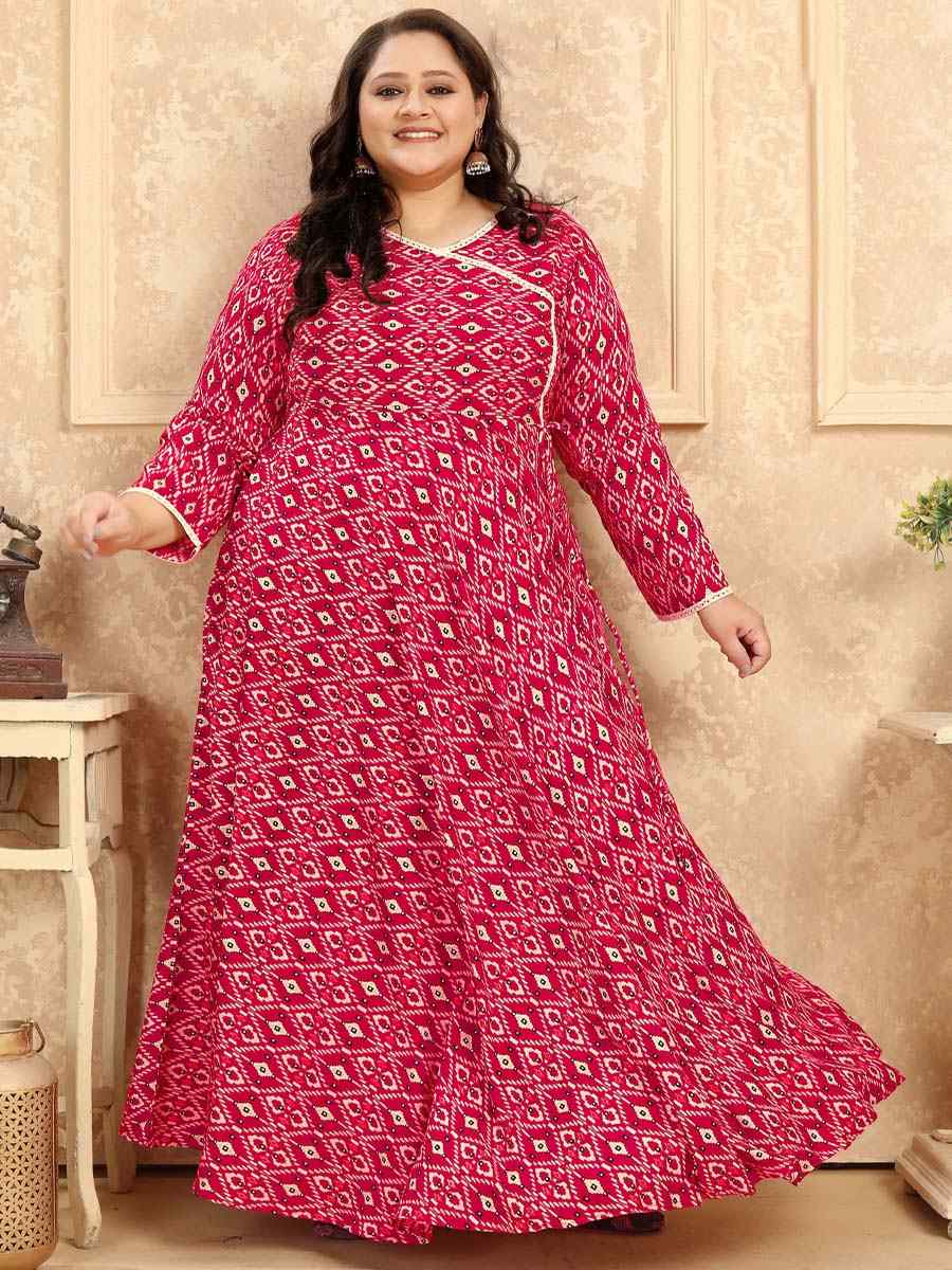 Multi Rayon Printed Festival Casual Gown