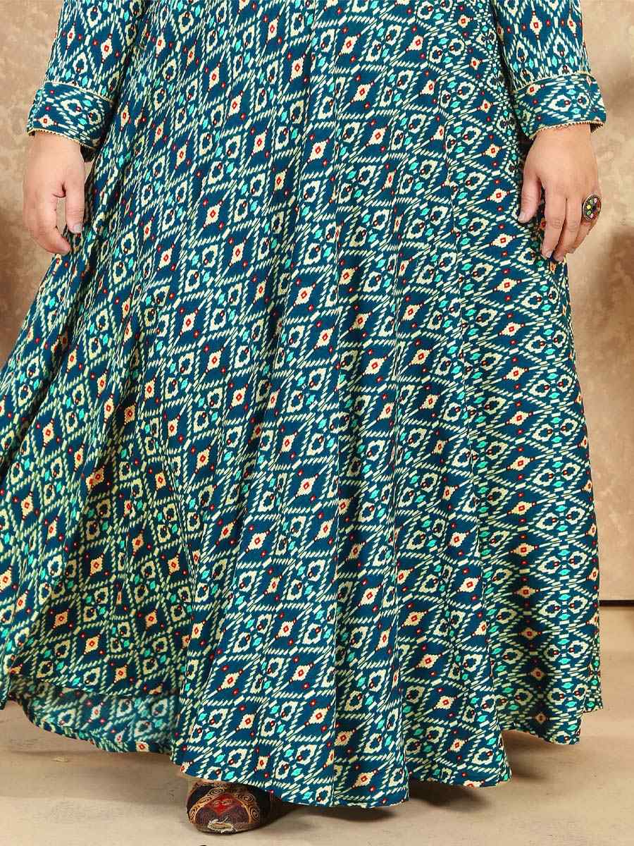 Multi Rayon Printed Festival Casual Gown