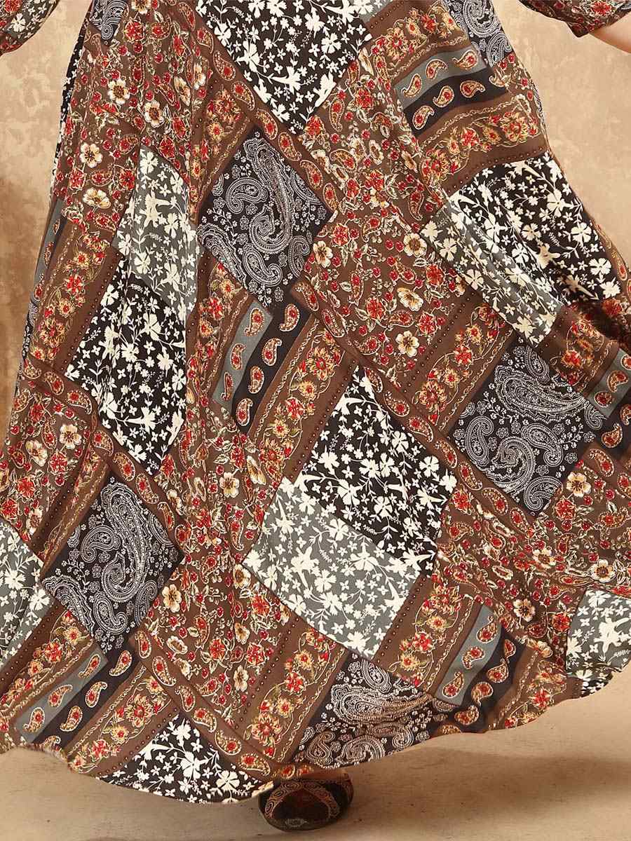 Multi Rayon Printed Festival Casual Gown