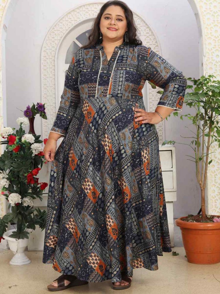 Designer Rayon Printed Gown, Full Sleeve at Rs 599/piece in Ahmedabad | ID:  26329550891
