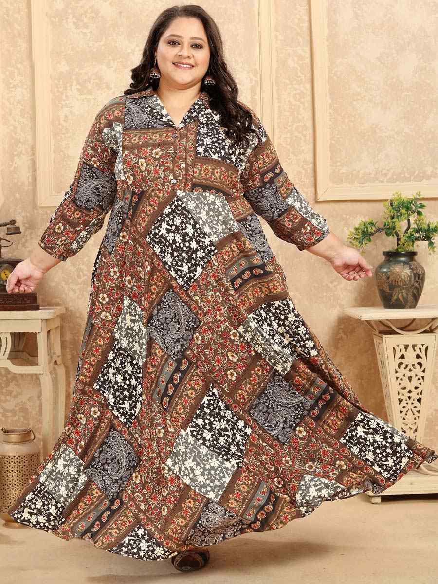 Multi Rayon Printed Festival Casual Gown