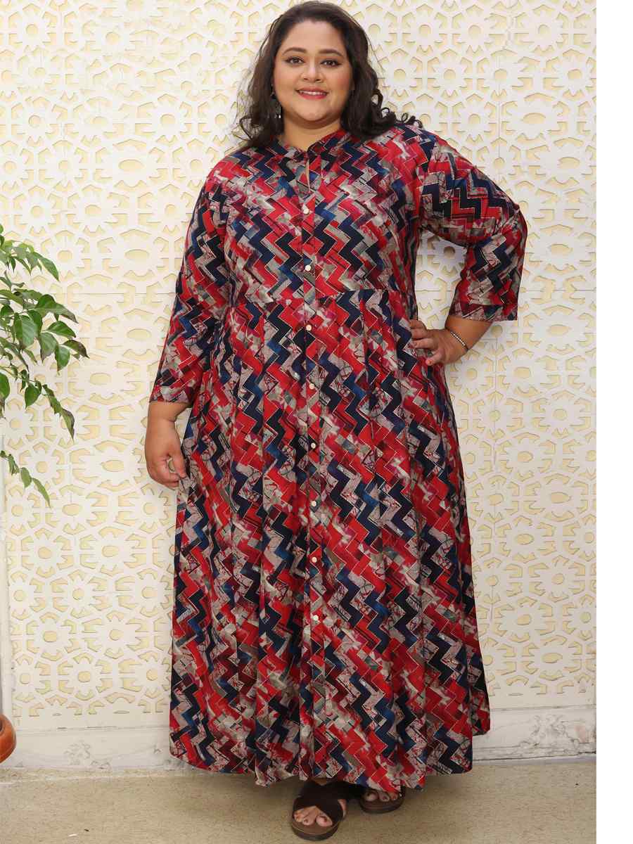 Multi Rayon Printed Festival Casual Gown