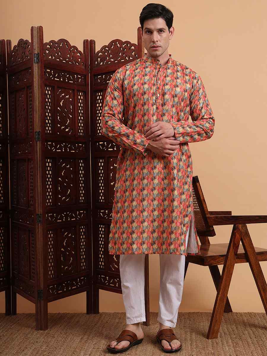 Multi Rayon Printed Festival Casual Kurta