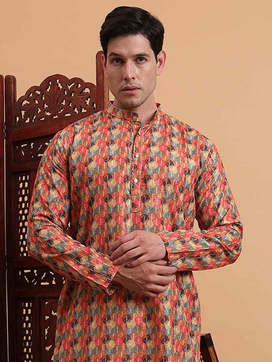 Multi Rayon Printed Festival Casual Kurta