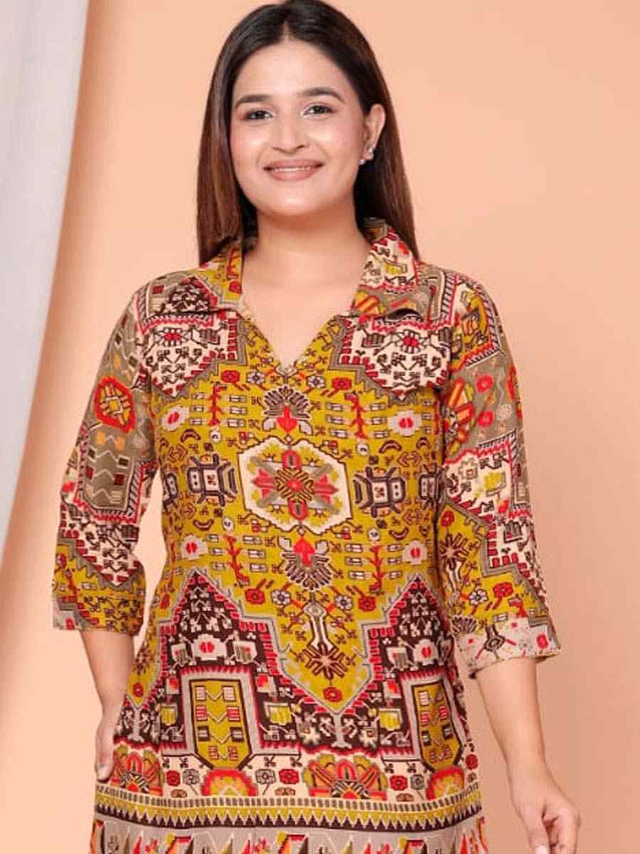 Multi Rayon Printed Festival Casual Kurti Bottom Women Wear