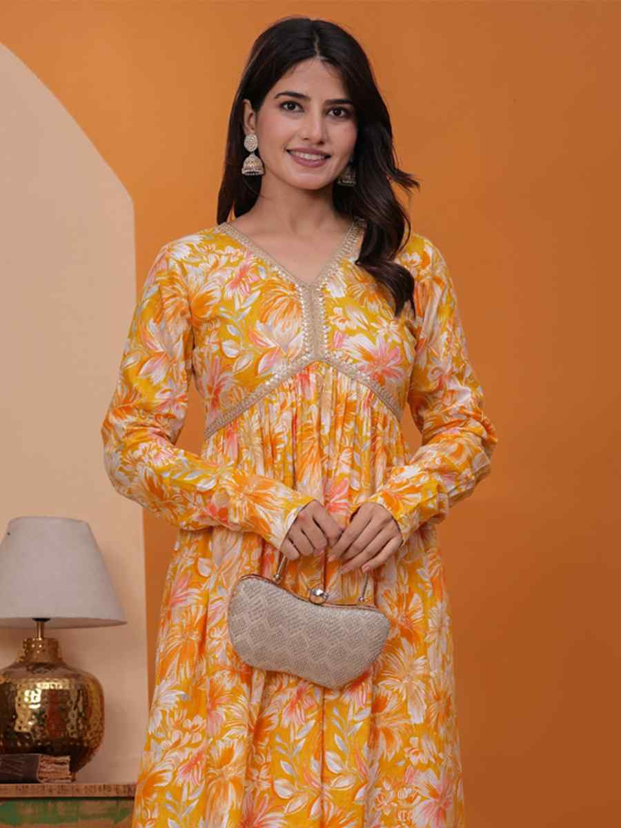 Multi Rayon Printed Festival Casual Kurti Bottom Women Wear