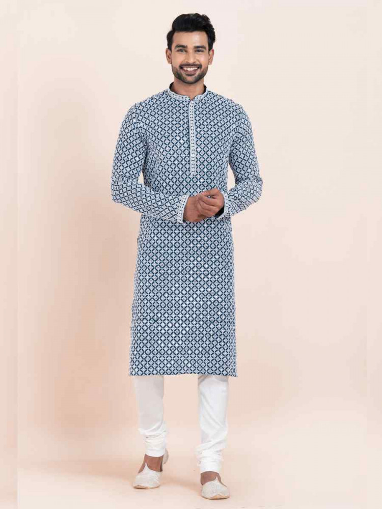 Multi Rayon Printed Festival Wedding Kurta Pyjama Men&#039;s Wear