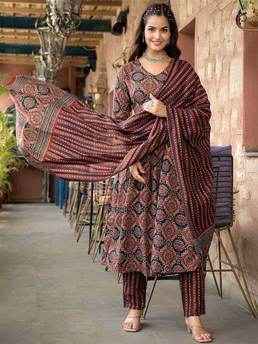 Multi Rayon Printed Party Wedding Festival Casual Ready Anarkali Pant Salwar Kameez