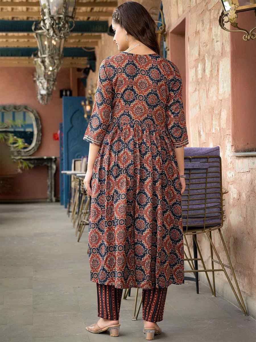 Multi Rayon Printed Party Wedding Festival Casual Ready Anarkali Pant Salwar Kameez