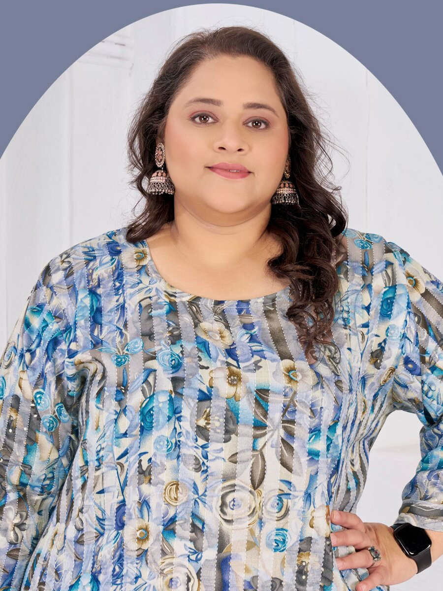 Multi Rayon Slub Handwork Printed Wedding Party Festival Casual Ready Kurti Women Wear