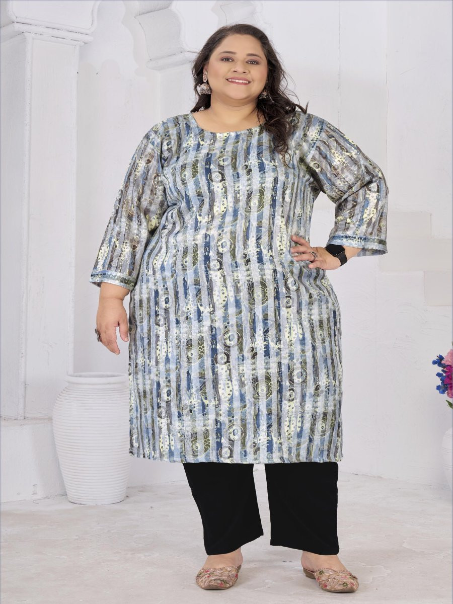 Multi Rayon Slub Handwork Printed Wedding Party Festival Casual Ready Kurti Women Wear