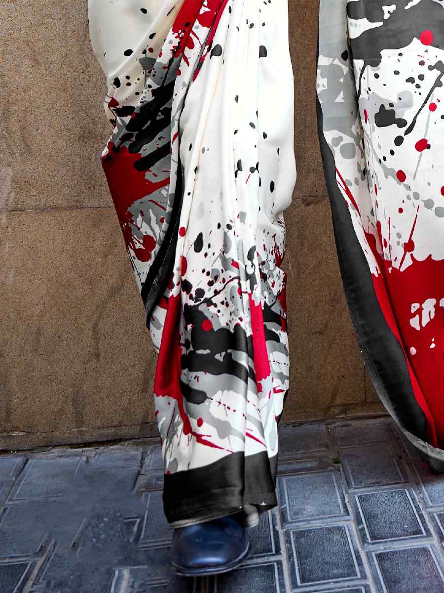 Multi Satin Crepe Printed Casual Festival Contemporary Saree