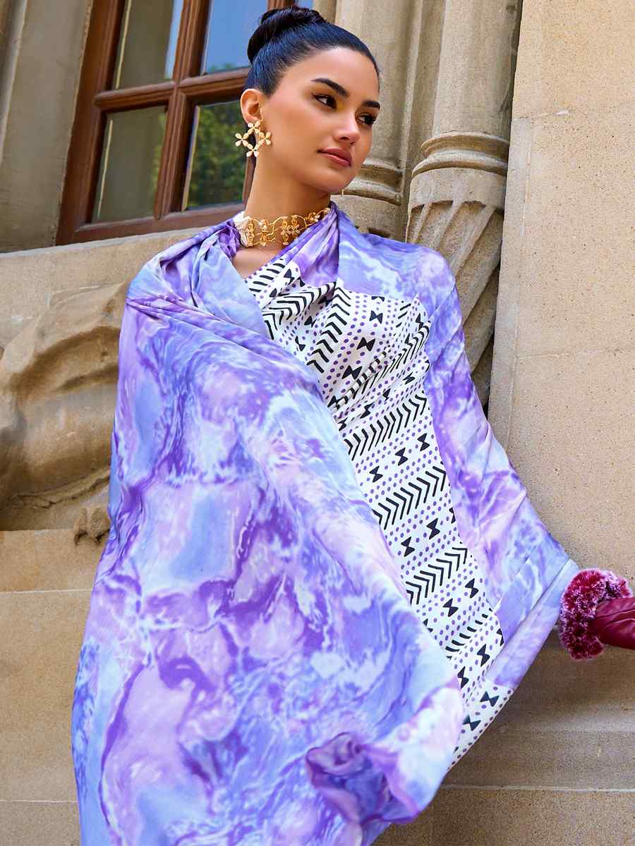 Multi Satin Crepe Printed Casual Festival Contemporary Saree