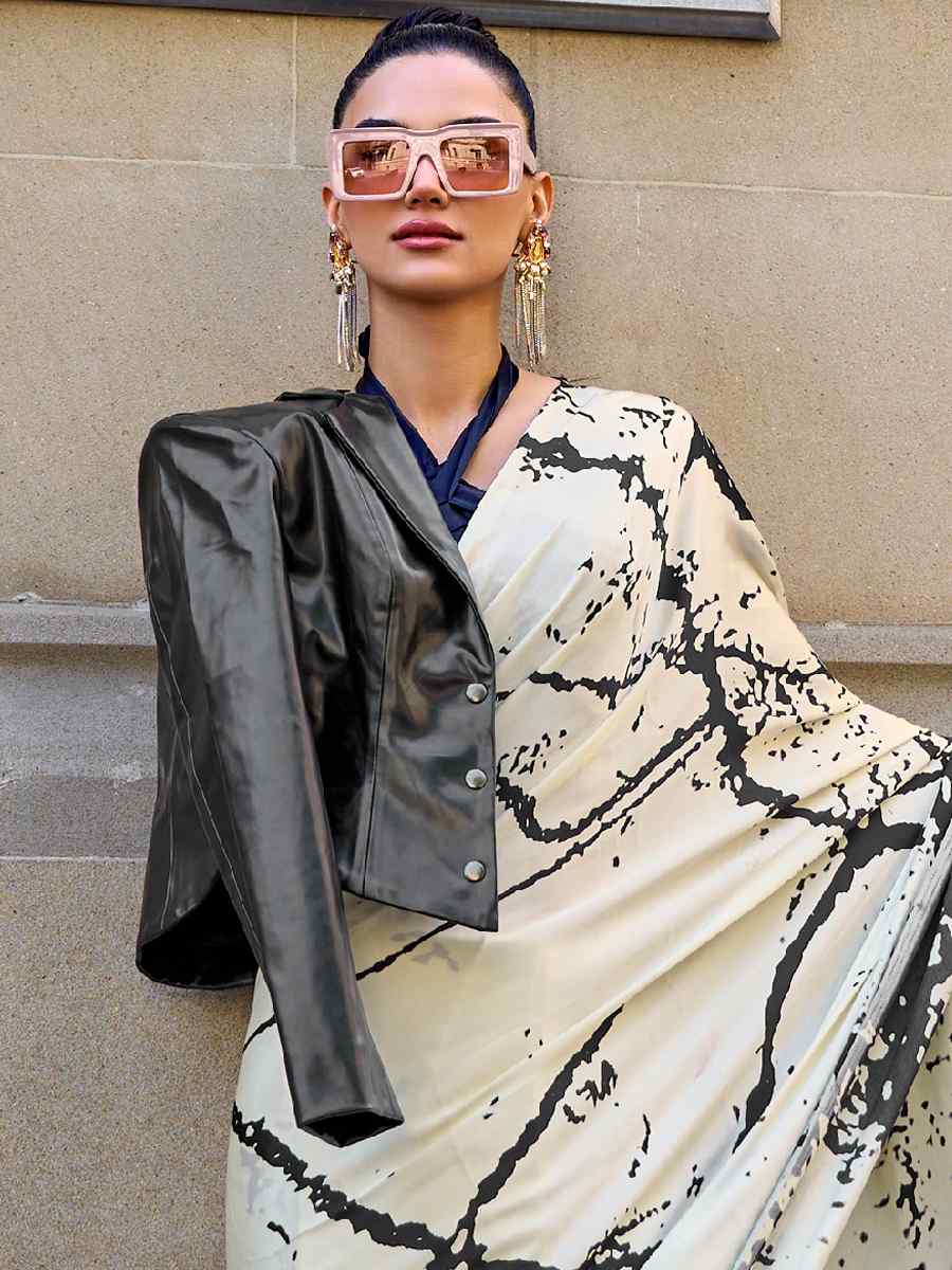 Multi Satin Crepe Printed Casual Festival Contemporary Saree