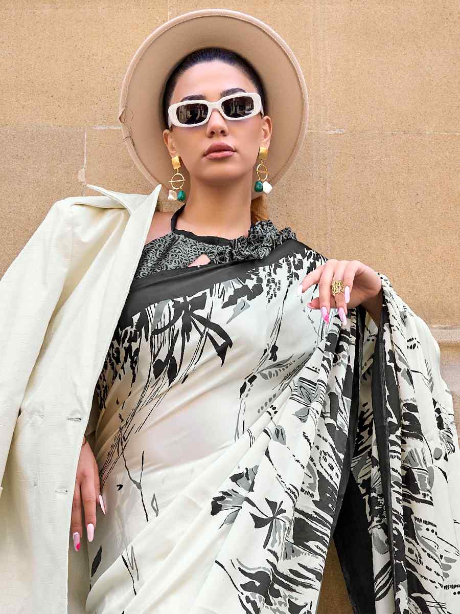 Multi Satin Crepe Printed Casual Festival Contemporary Saree