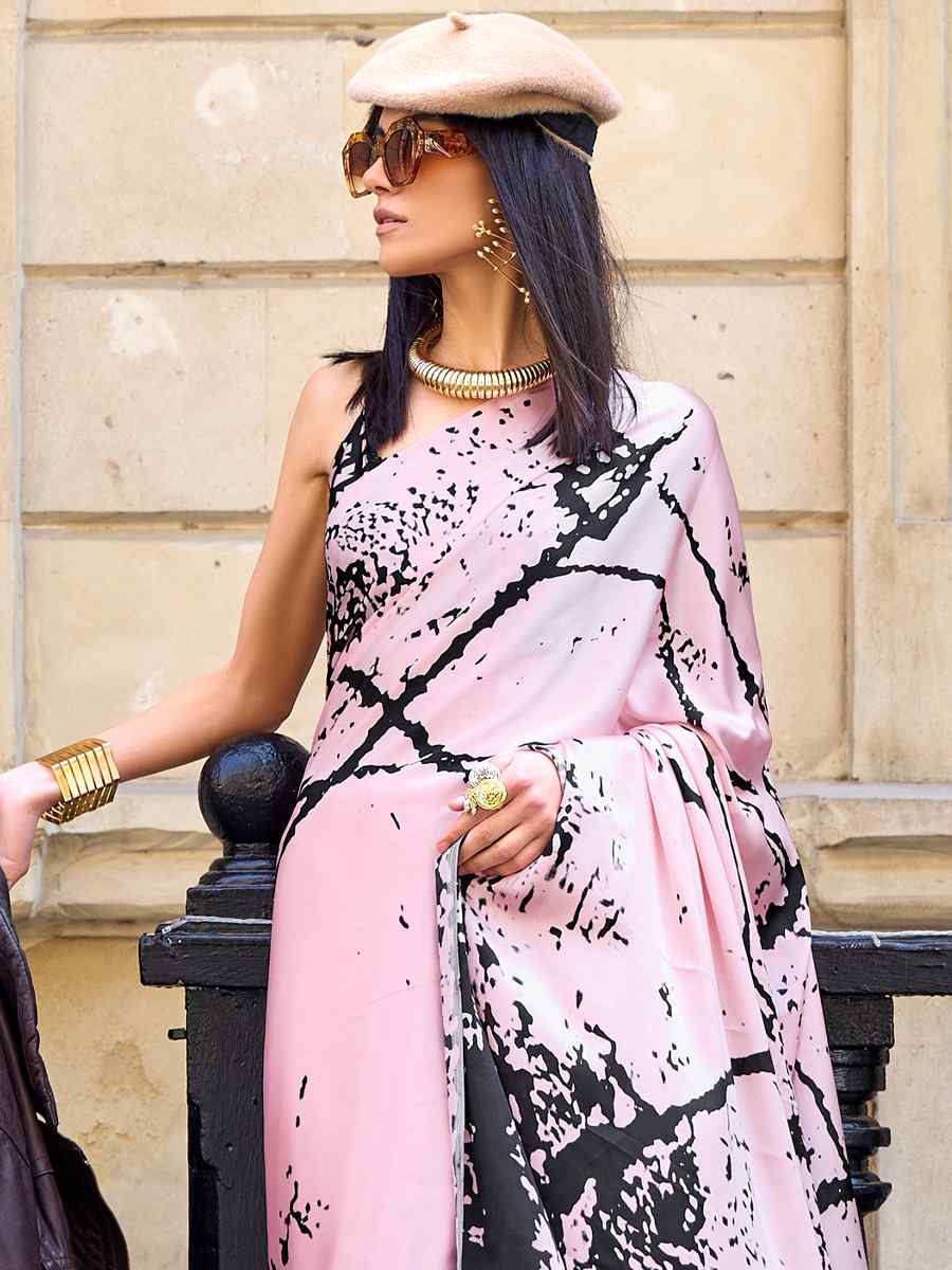 Multi Satin Crepe Printed Casual Festival Contemporary Saree