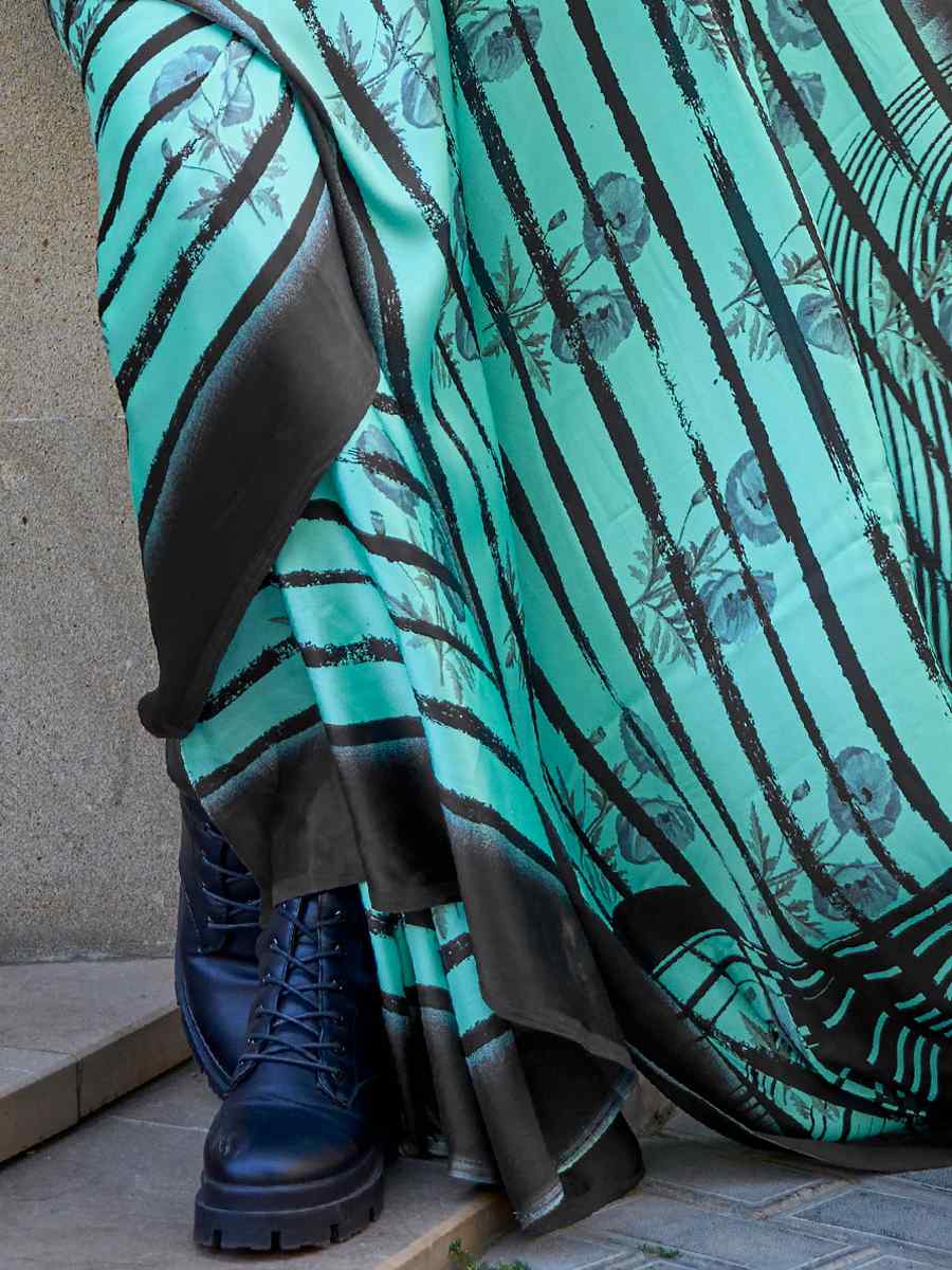 Multi Satin Crepe Printed Casual Festival Contemporary Saree