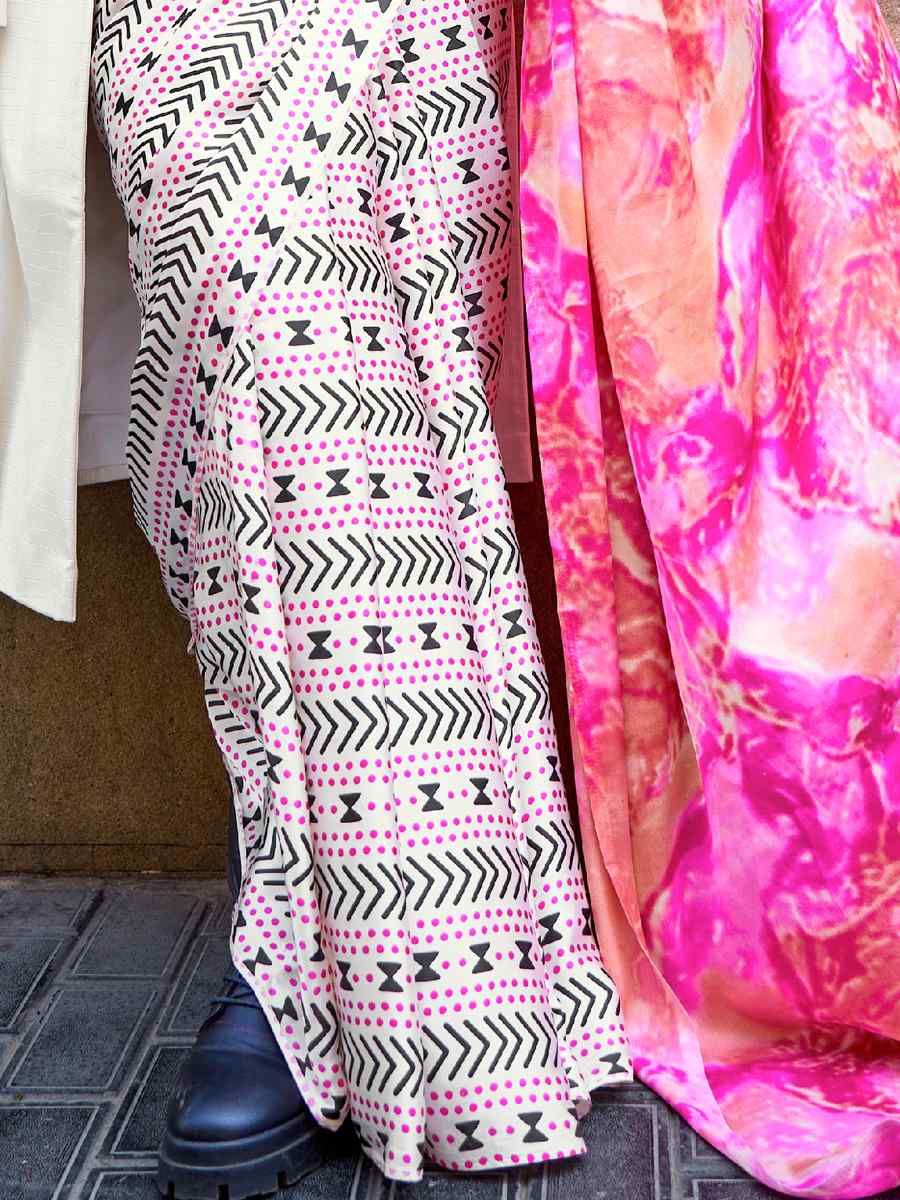 Multi Satin Crepe Printed Casual Festival Contemporary Saree