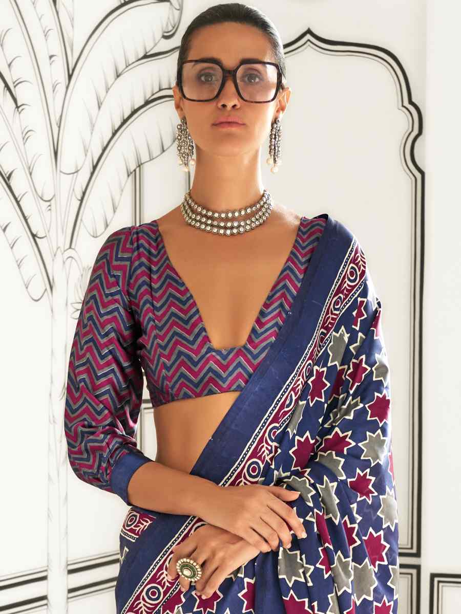 Multi Satin Crepe Printed Festival Casual Contemporary Saree