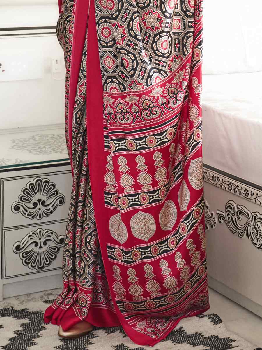 Multi Satin Crepe Printed Festival Casual Contemporary Saree