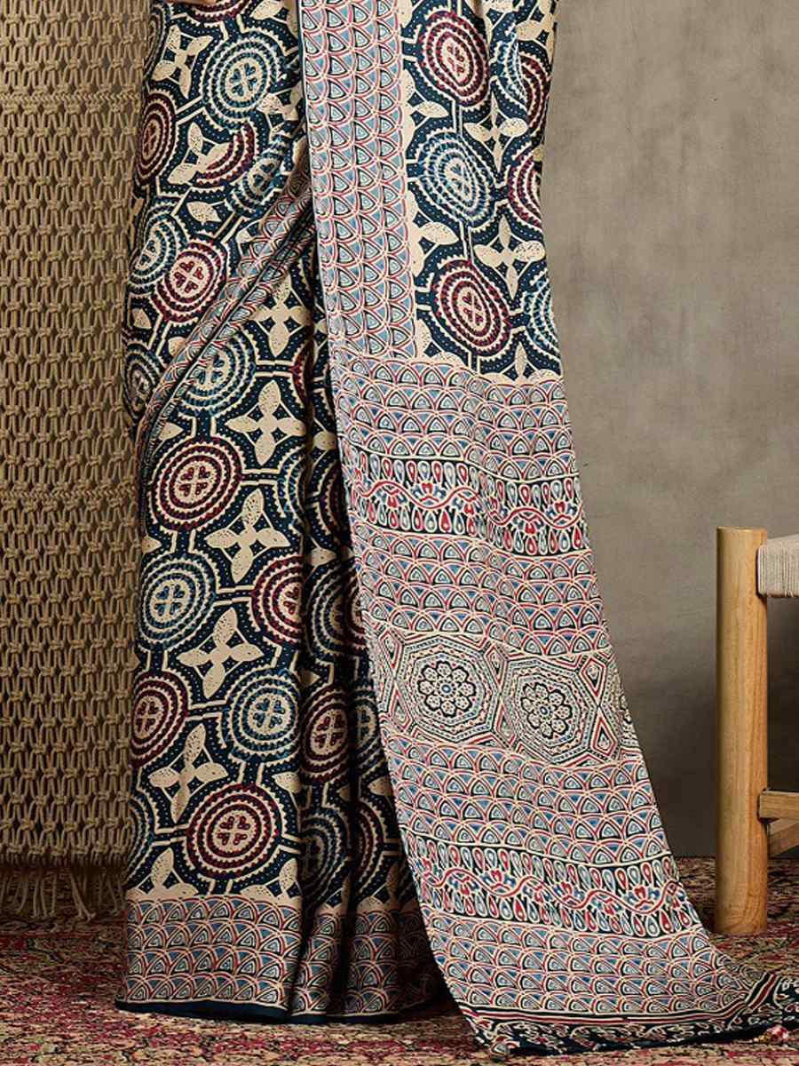 Multi Satin Printed Festival Wedding Fancy Heavy Border Saree