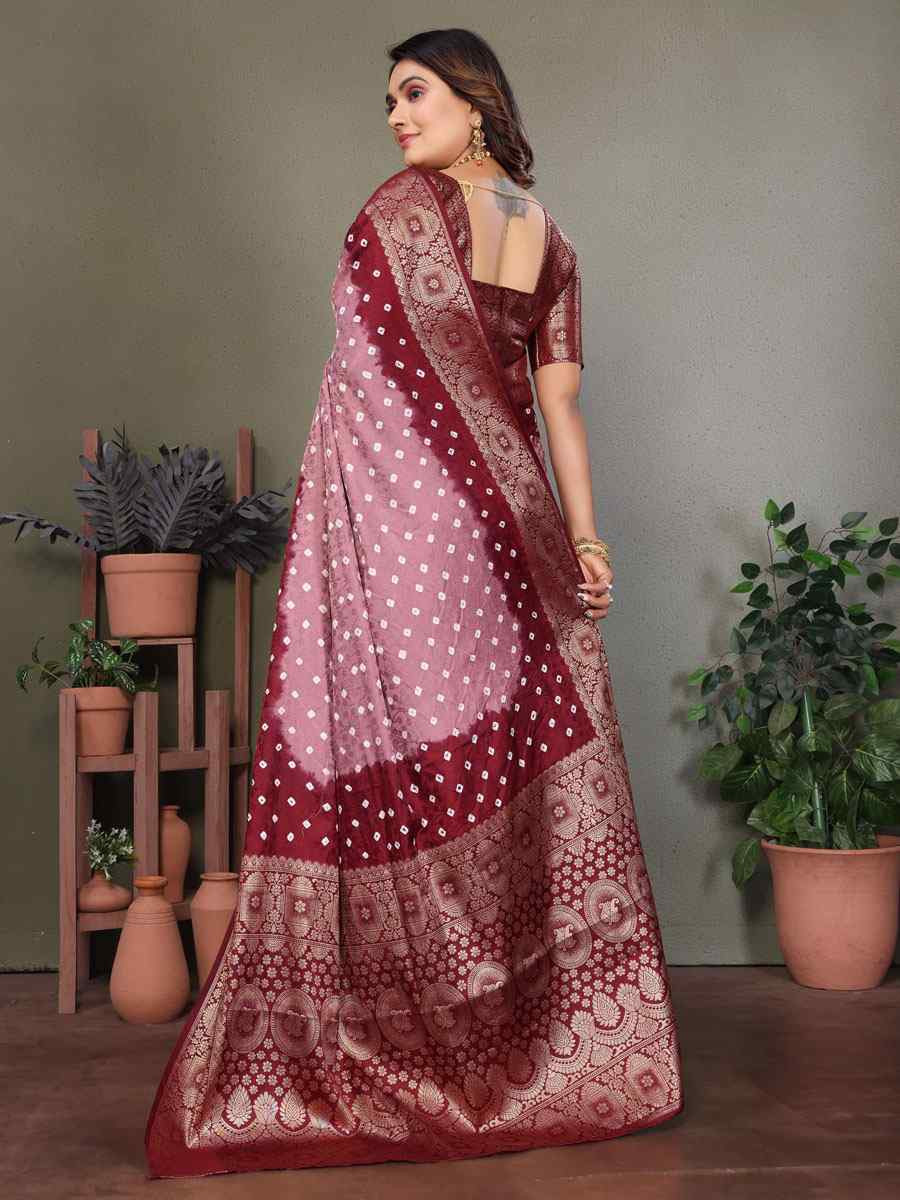 Multi Satin Silk Bhandej Zari Handwoven Casual Reception Festival Wedding Fancy Classic Style Sarees