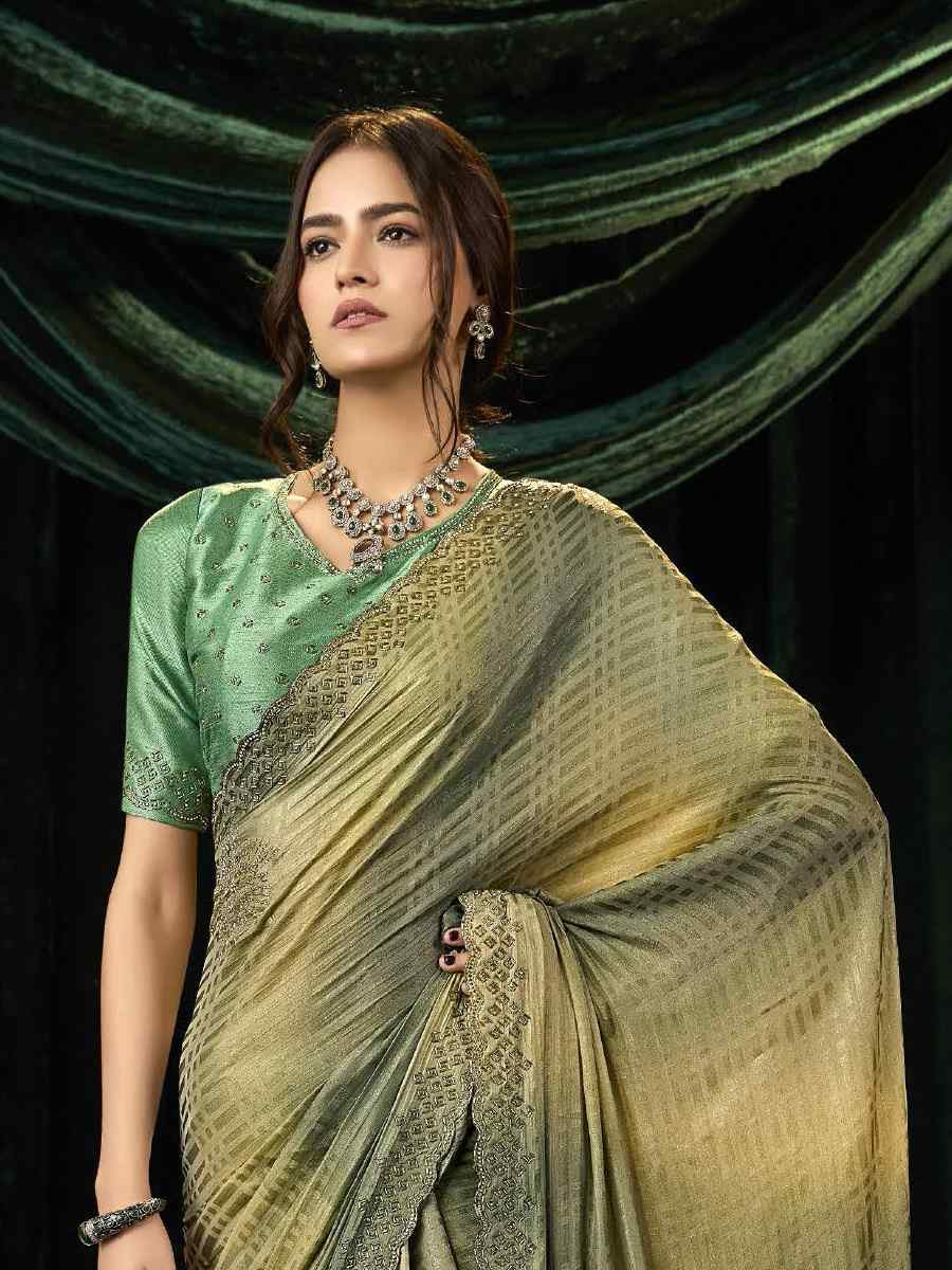 Multi Satin Silk Embroidery Traditional Bridal Reception Festival Wedding Fancy Heavy Border Sarees