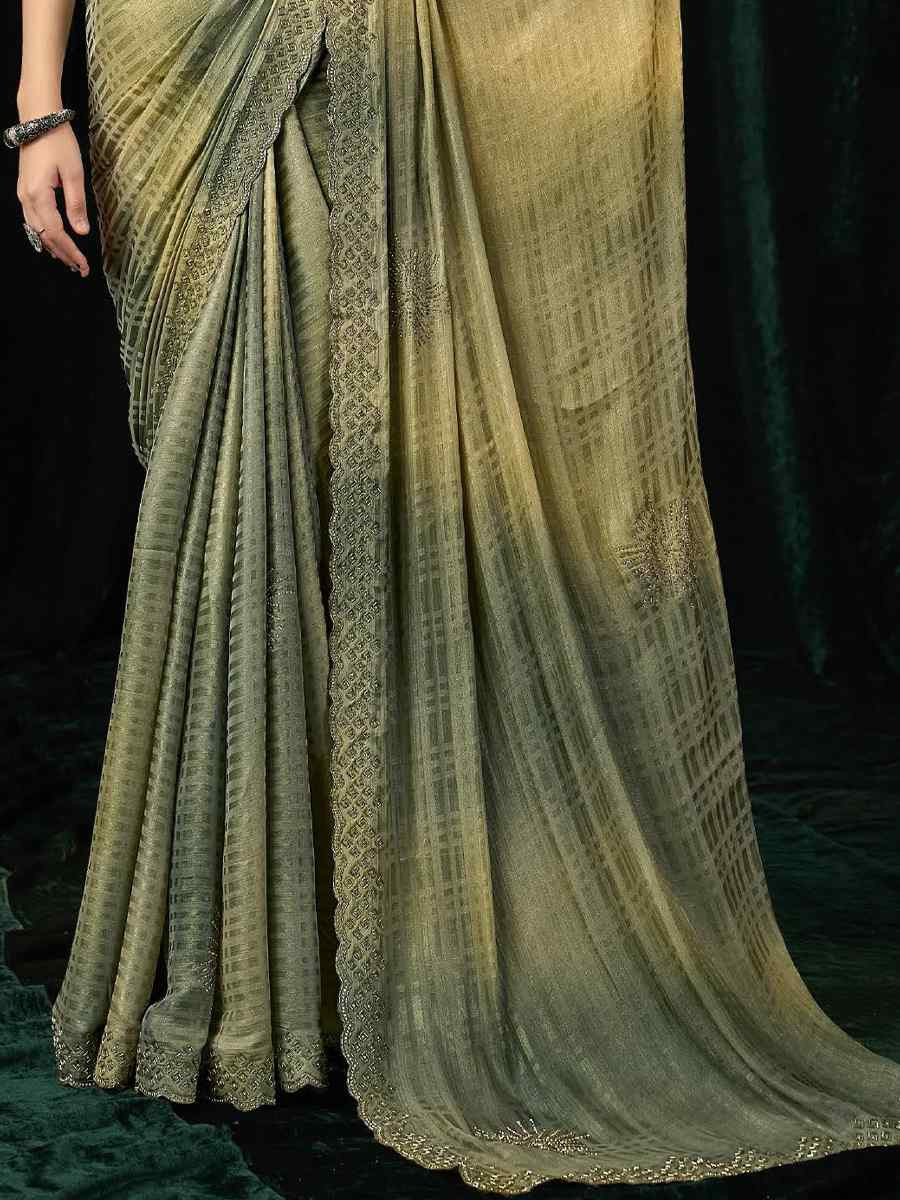 Multi Satin Silk Embroidery Traditional Bridal Reception Festival Wedding Fancy Heavy Border Sarees