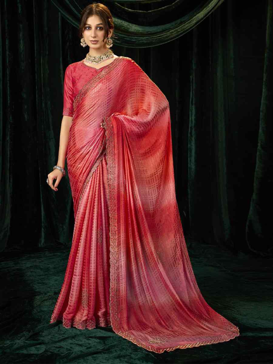 Multi Satin Silk Embroidery Traditional Bridal Reception Festival Wedding Fancy Heavy Border Sarees