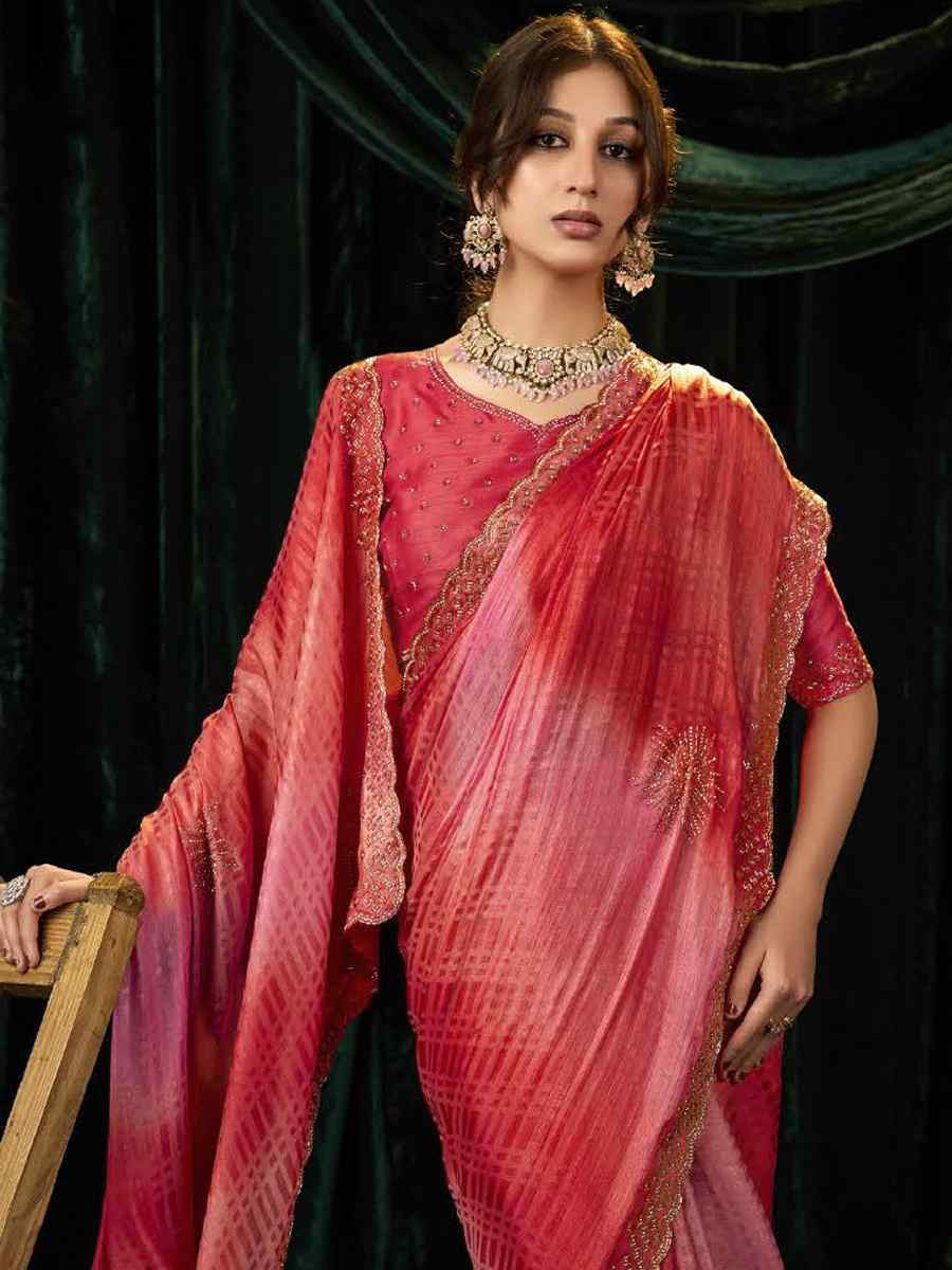 Multi Satin Silk Embroidery Traditional Bridal Reception Festival Wedding Fancy Heavy Border Sarees