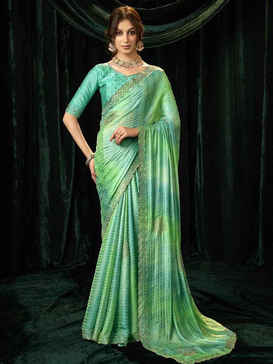 Multi Satin Silk Embroidery Traditional Bridal Reception Festival Wedding Fancy Heavy Border Sarees