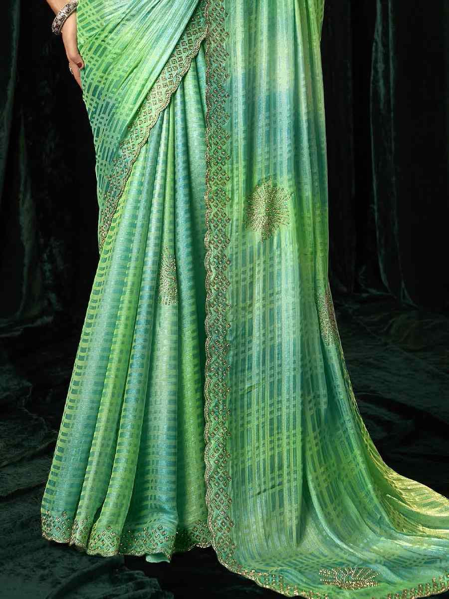 Multi Satin Silk Embroidery Traditional Bridal Reception Festival Wedding Fancy Heavy Border Sarees