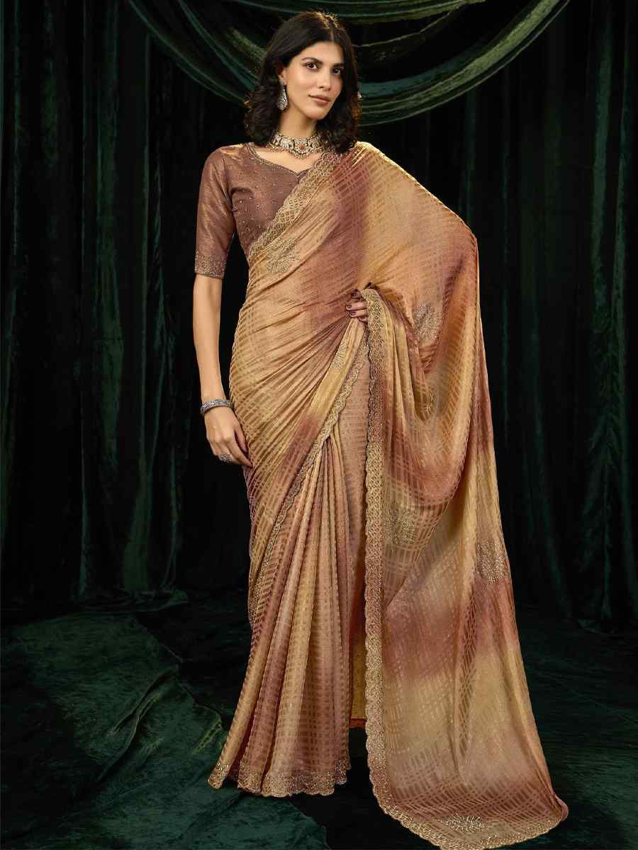 Multi Satin Silk Embroidery Traditional Bridal Reception Festival Wedding Fancy Heavy Border Sarees