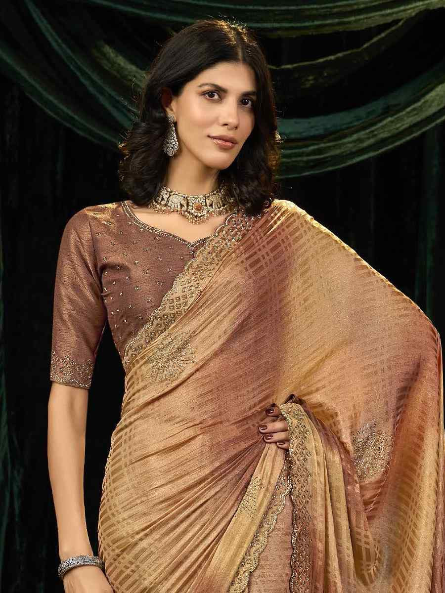 Multi Satin Silk Embroidery Traditional Bridal Reception Festival Wedding Fancy Heavy Border Sarees