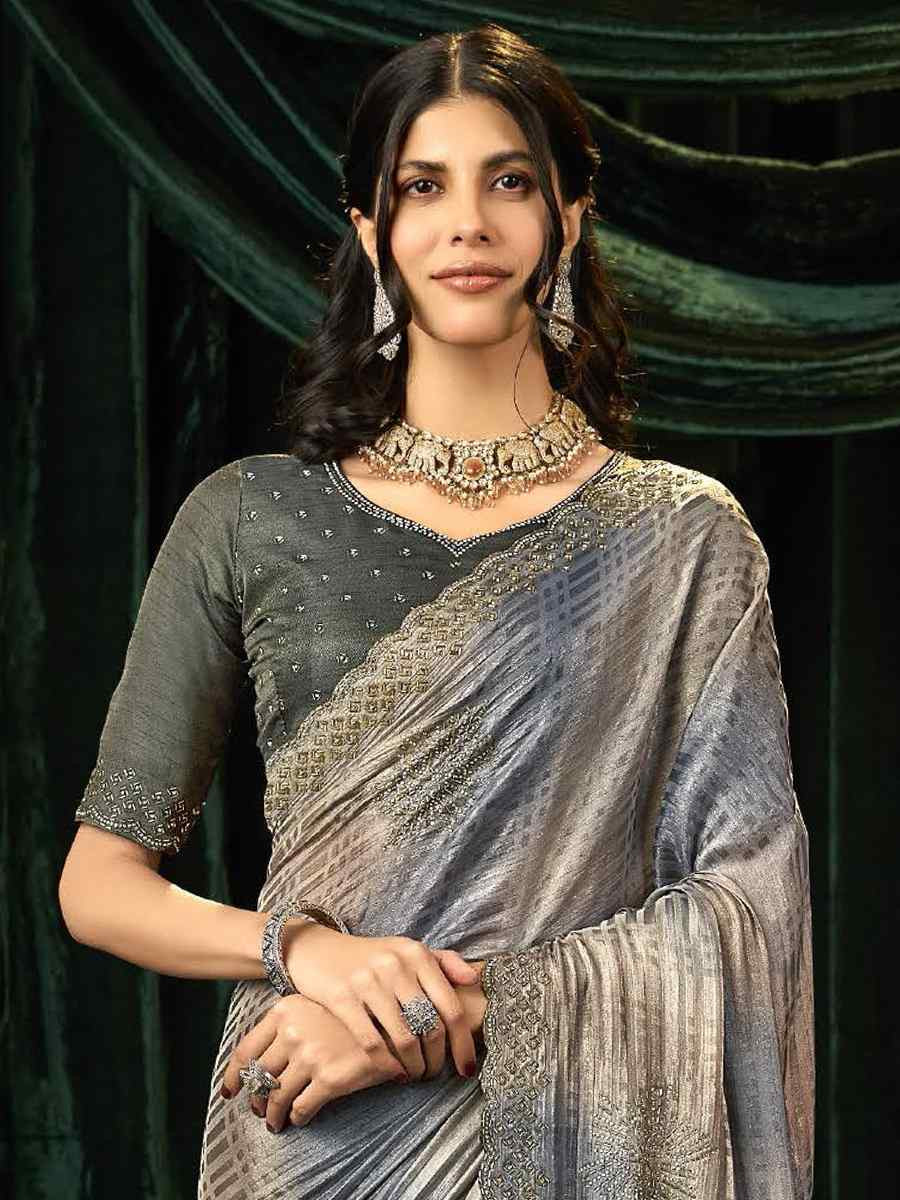 Multi Satin Silk Embroidery Traditional Bridal Reception Festival Wedding Fancy Heavy Border Sarees