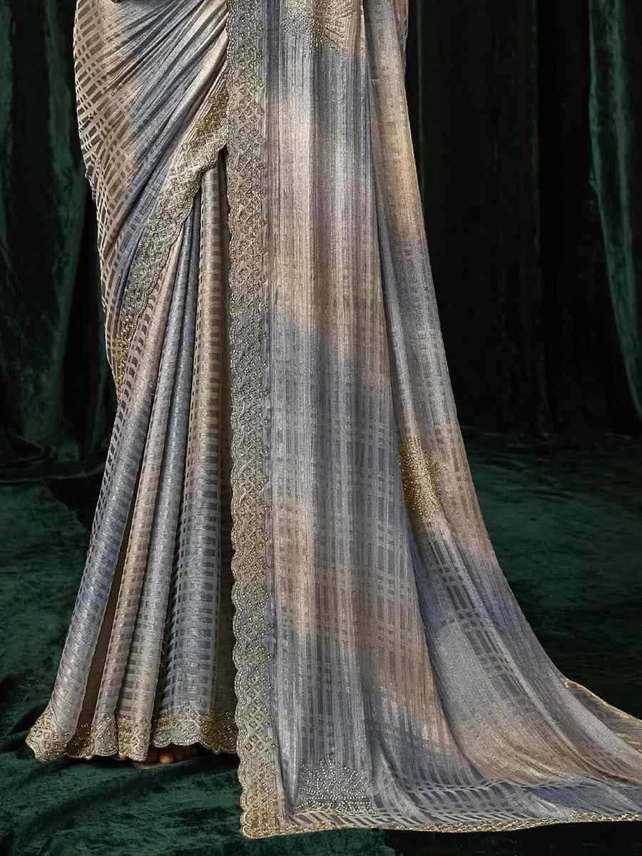 Multi Satin Silk Embroidery Traditional Bridal Reception Festival Wedding Fancy Heavy Border Sarees