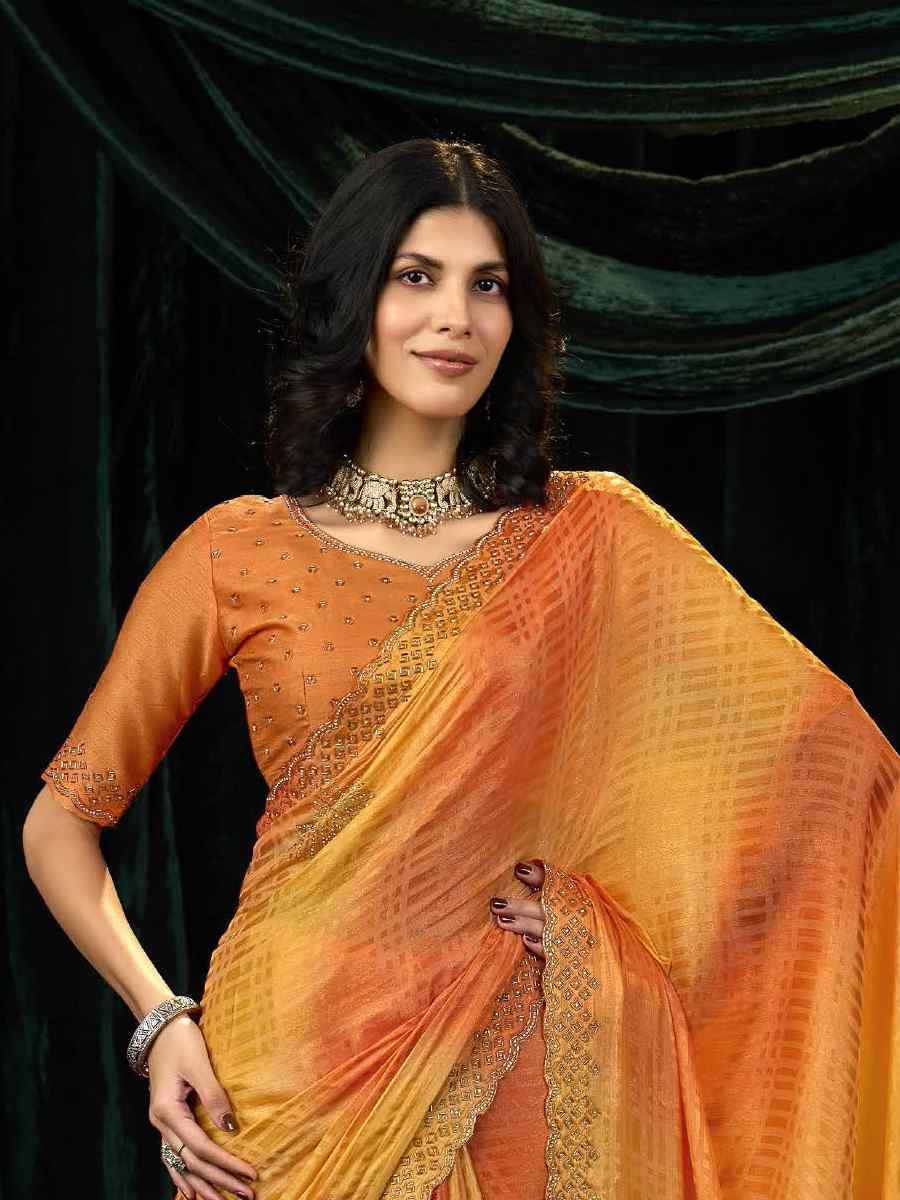 Multi Satin Silk Embroidery Traditional Bridal Reception Festival Wedding Fancy Heavy Border Sarees