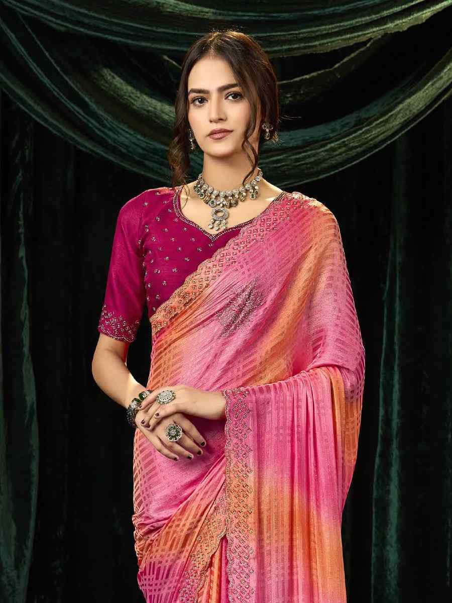 Multi Satin Silk Embroidery Traditional Bridal Reception Festival Wedding Fancy Heavy Border Sarees