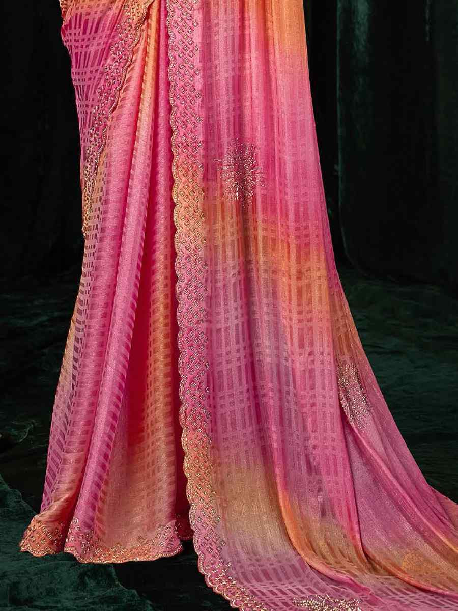 Multi Satin Silk Embroidery Traditional Bridal Reception Festival Wedding Fancy Heavy Border Sarees