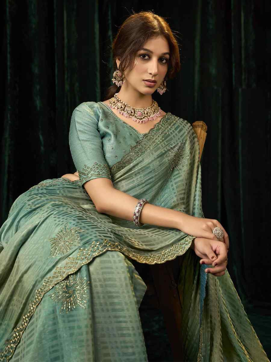 Multi Satin Silk Embroidery Traditional Bridal Reception Festival Wedding Fancy Heavy Border Sarees