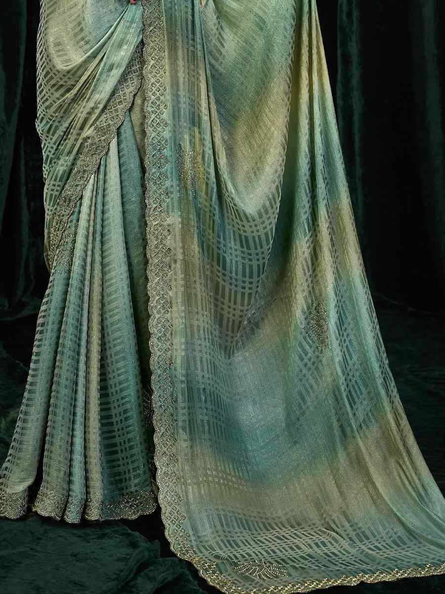 Multi Satin Silk Embroidery Traditional Bridal Reception Festival Wedding Fancy Heavy Border Sarees