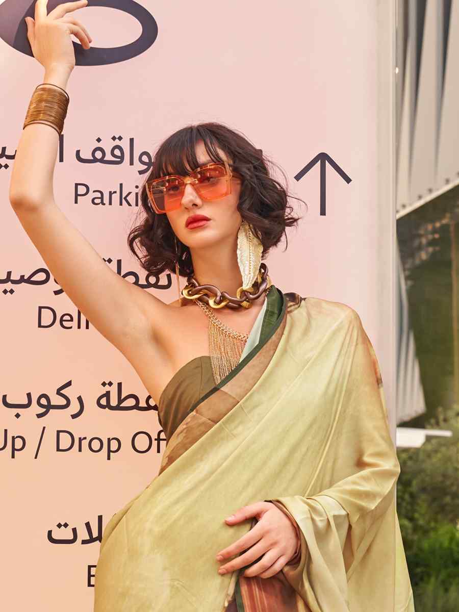 Multi Satin Silk Printed Casual Festival Contemporary Saree