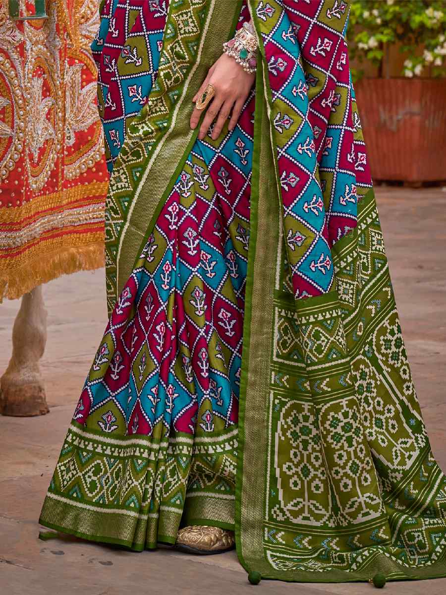 Multi Sigma Silk Printed Casual Festival Contemporary Saree
