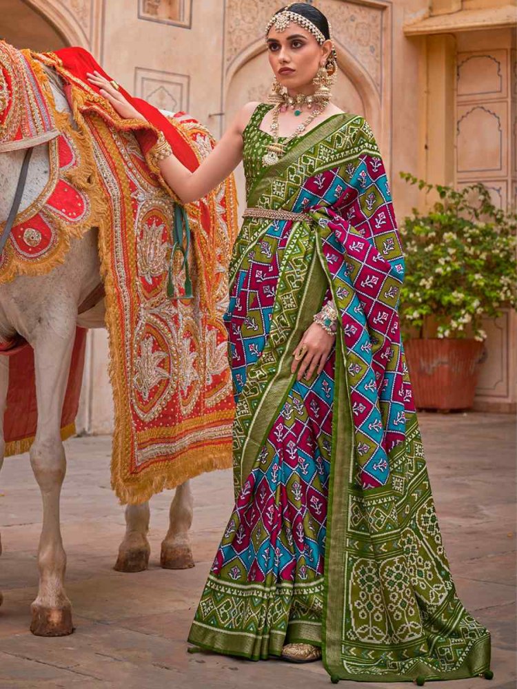 Multi Sigma Silk Printed Casual Festival Contemporary Saree