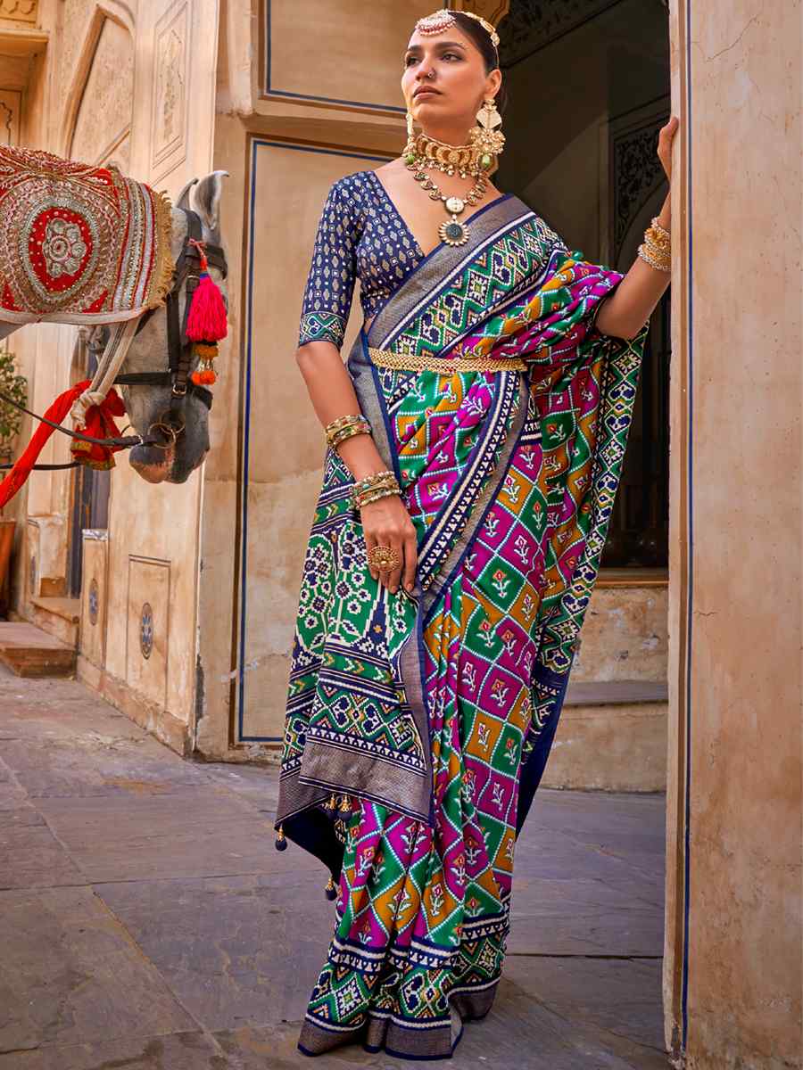 Multi Sigma Silk Printed Casual Festival Contemporary Saree