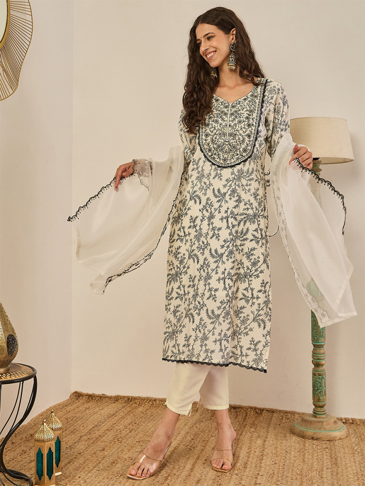 Image of Multi Silk Blend Embroidery Wedding Party Festival Casual Ready Pant Salwar Kameez