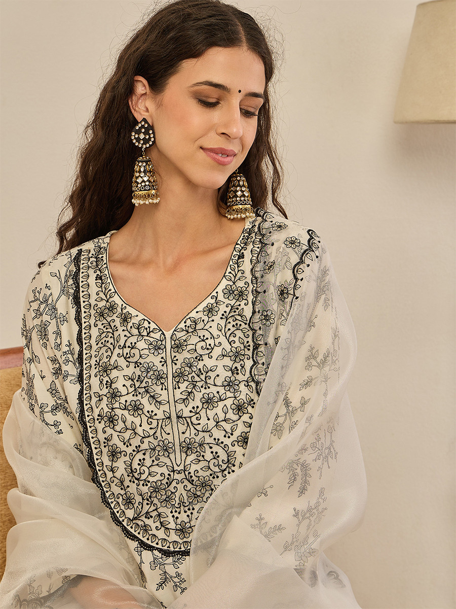 Multi Silk Blend Embroidery Wedding Party Festival Casual Ready Pant Salwar Kameez